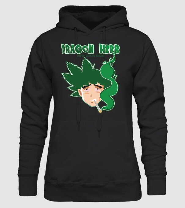 dragon herb smoke model negru pe tricou