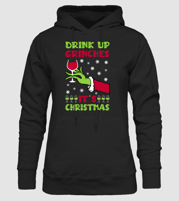 Drink up grinches it's christmas model negru pe tricou