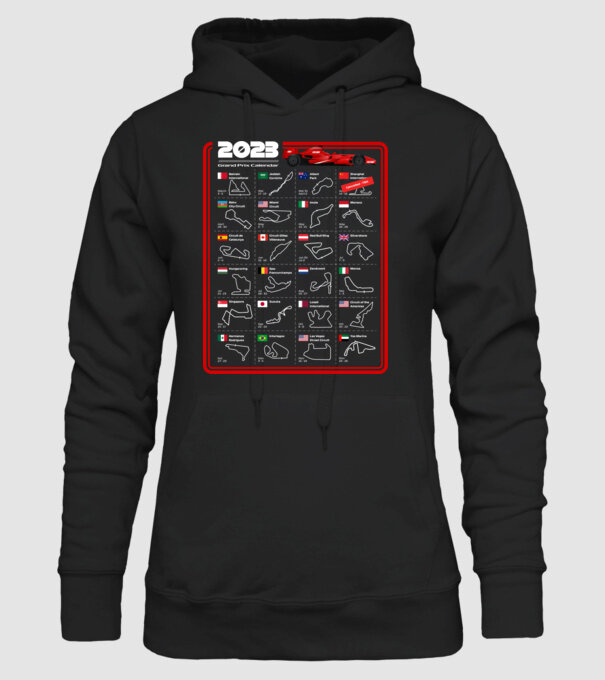 F1 2023 Formula Grand prix calendar model negru pe tricou