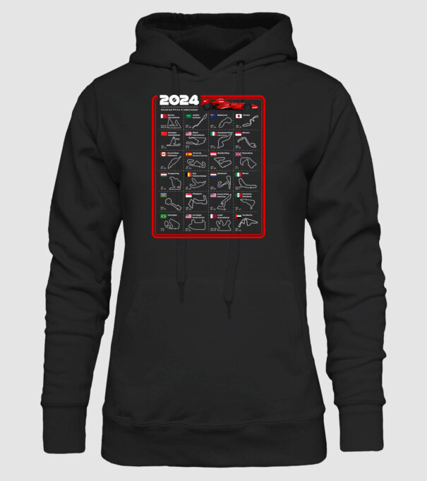 F1 calendar 2024 model negru pe tricou