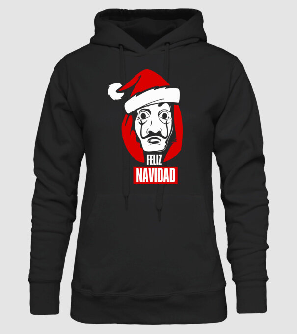feliz navidad merry christmas money heist model negru pe tricou
