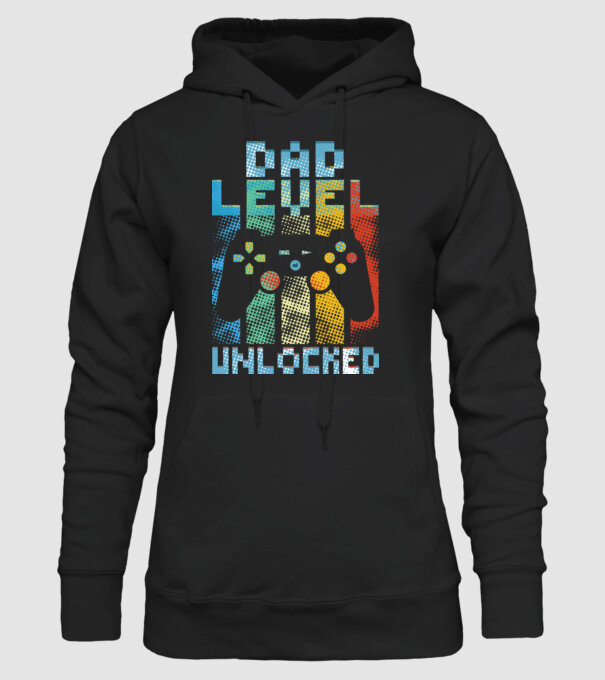 Gamer Dad level unlocked model negru pe tricou