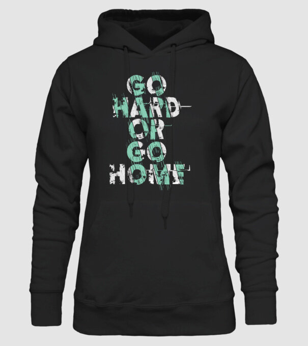 Go Hard or Go Home model negru pe tricou