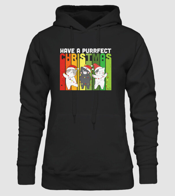 Have a purrfect christmas model negru pe tricou