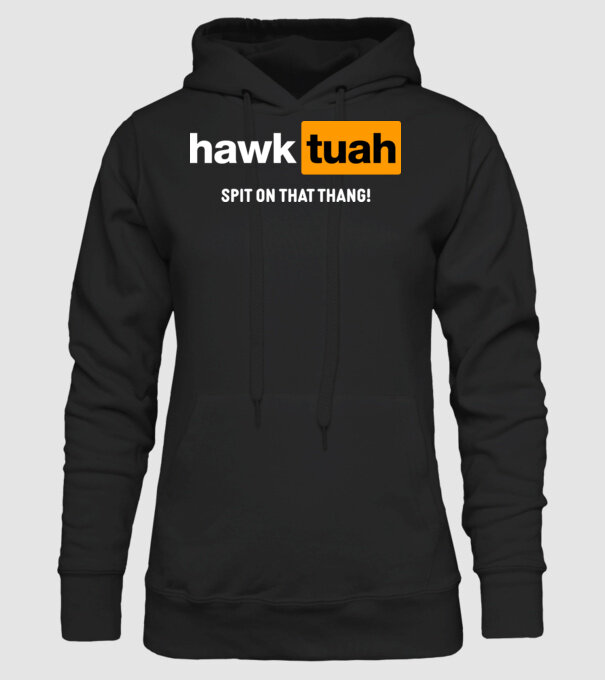 hawk tuah pornhub mix model negru pe tricou