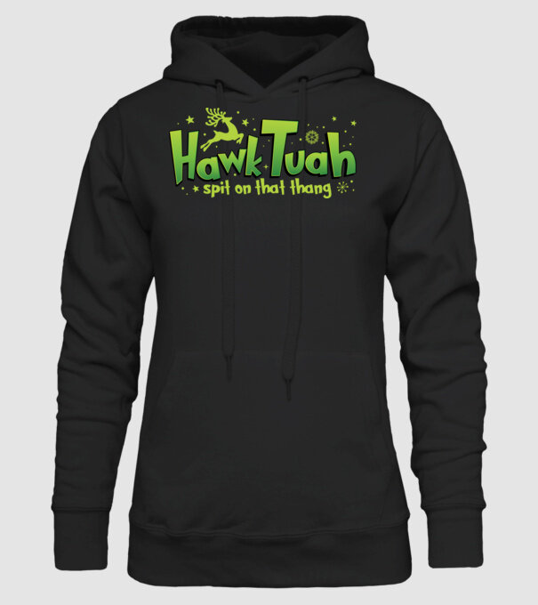 Hawk tuah xmas model negru pe tricou