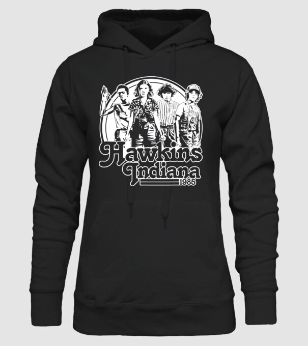 hawkins indiana stranger things2 model negru pe tricou