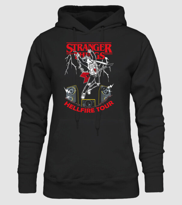 HELLFIRE TOUR model negru pe tricou