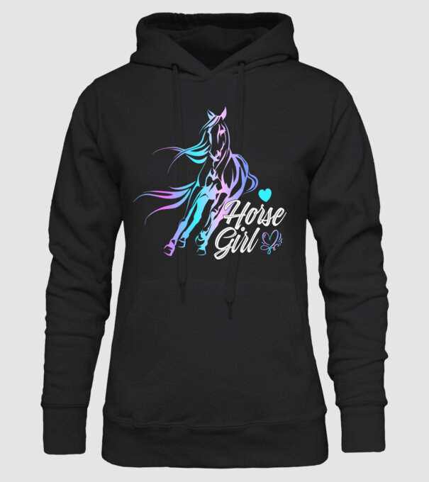 Horse girl 2 model negru pe tricou