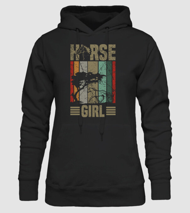 Horse girl model negru pe tricou