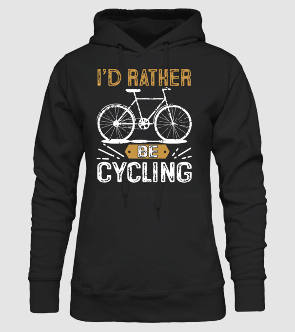 I'd rather be cycling model negru pe tricou