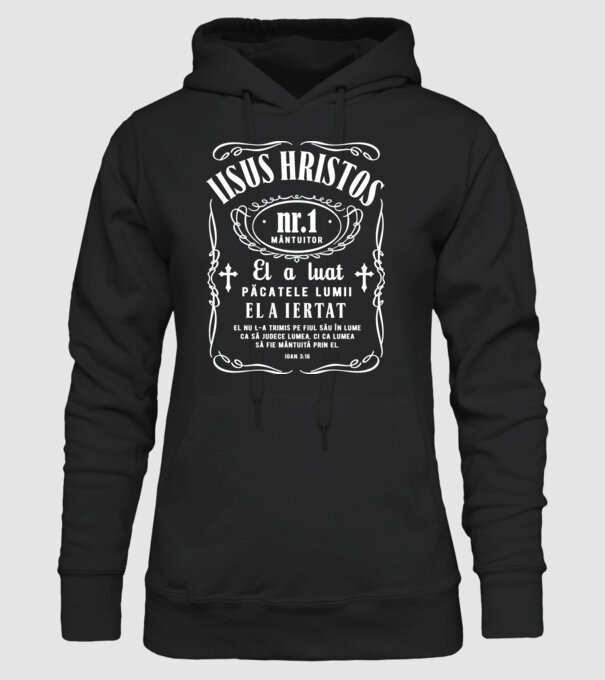 Iisus Hristos nr. 1 mântuitor El a luat păcatele lumii, El a iertat, El nu L-a trimis pe Fiul Său în lume ca să judece lumea, ci model negru pe tricou