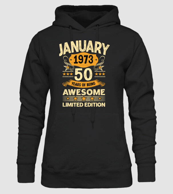 January 1973 50 years of being limited edition model negru pe tricou