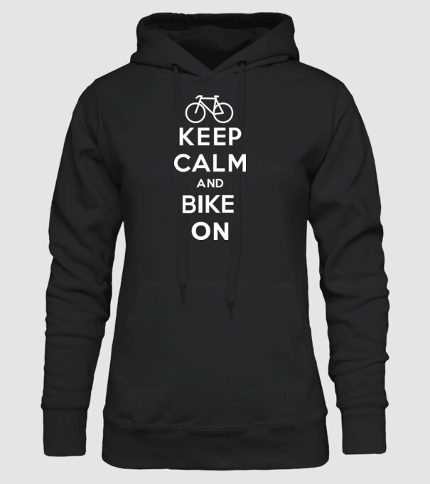 Keep calm and bike on model negru pe tricou