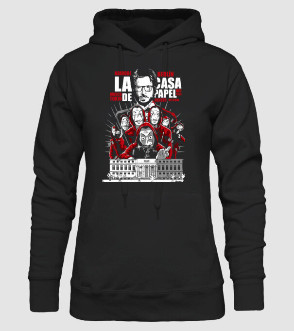 la casa de papel family model negru pe tricou