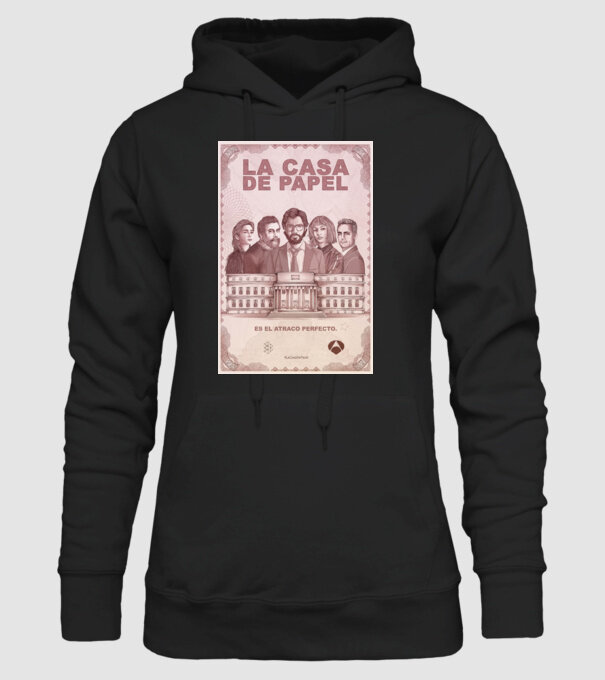 la casa de papel poster model negru pe tricou