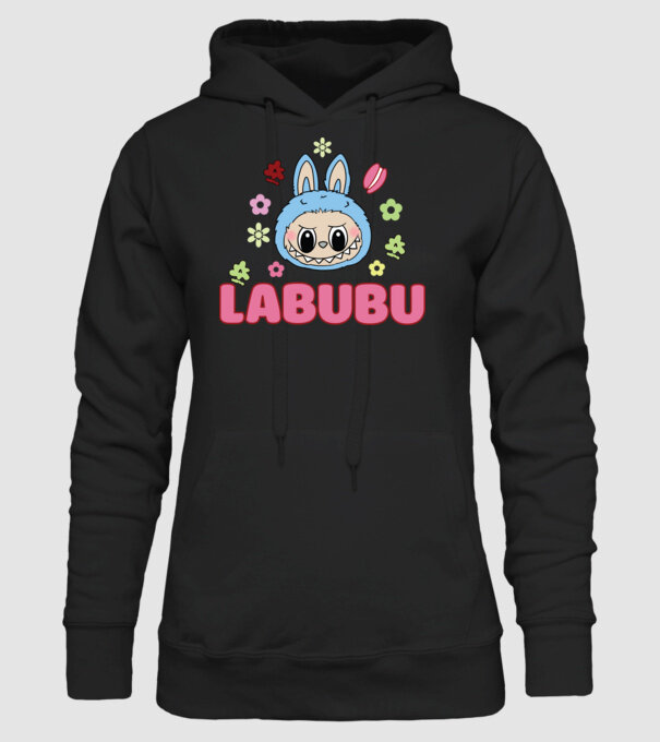 Labubu model negru pe tricou