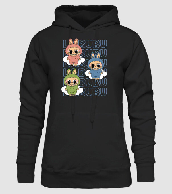 LABUBU model negru pe tricou