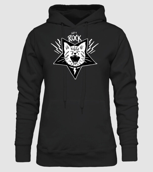 Let's rock model negru pe tricou