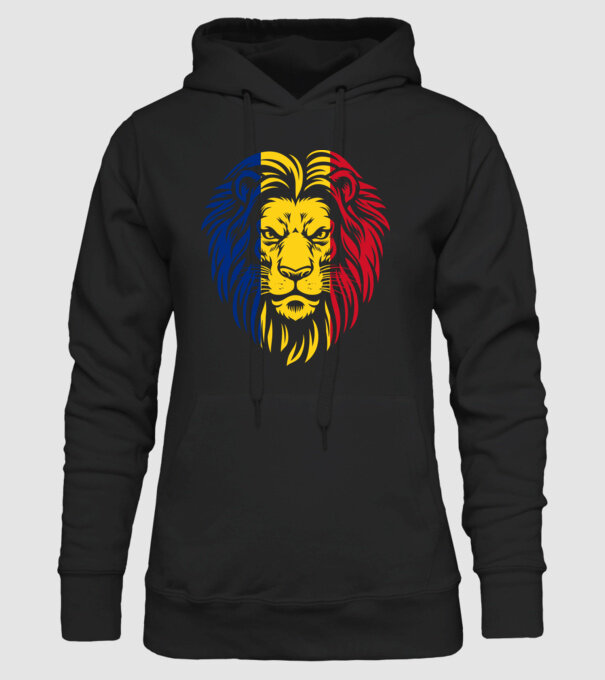 Leul românesc model negru pe tricou
