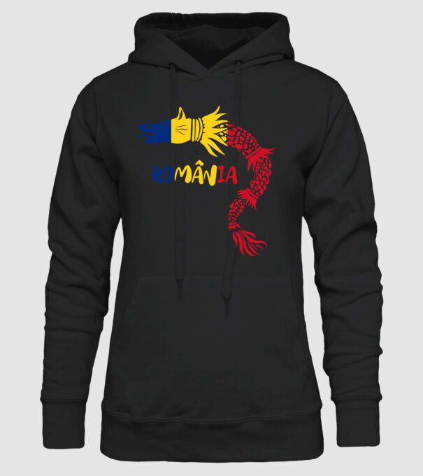 Lupul dacic model negru pe tricou