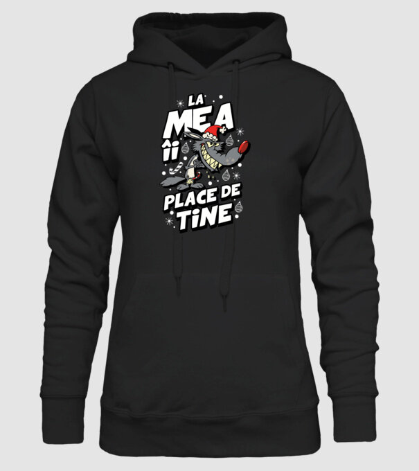Lupul de Craciun model negru pe tricou