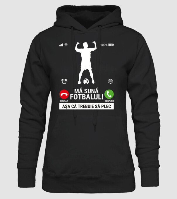 Mă sună fotbalul model negru pe tricou