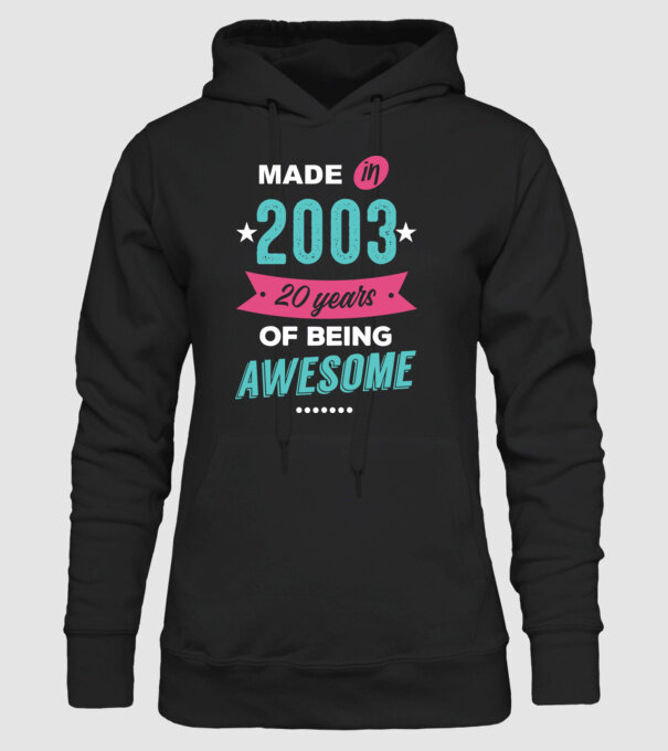 Made in 2003 model negru pe tricou
