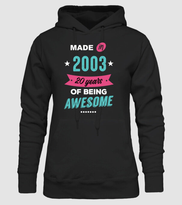 MADE IN 2003 model negru pe tricou