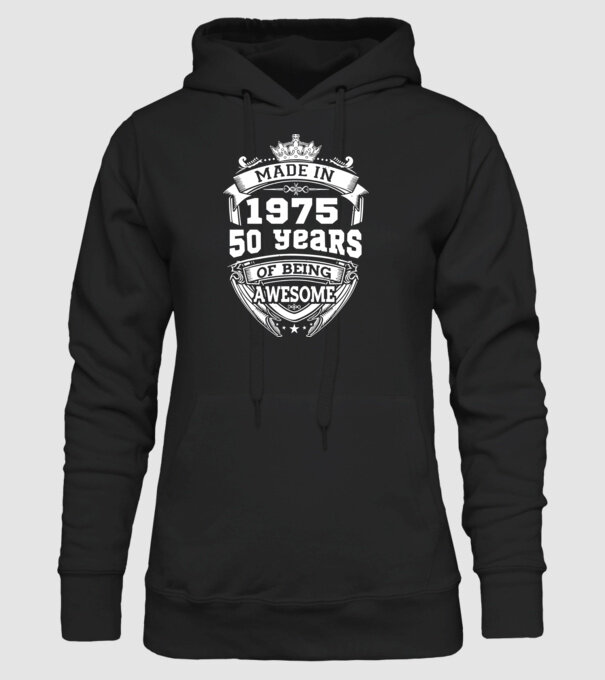 Made in awesome 1975 model negru pe tricou