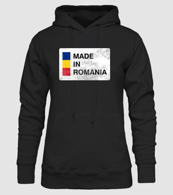 made in romania model negru pe tricou