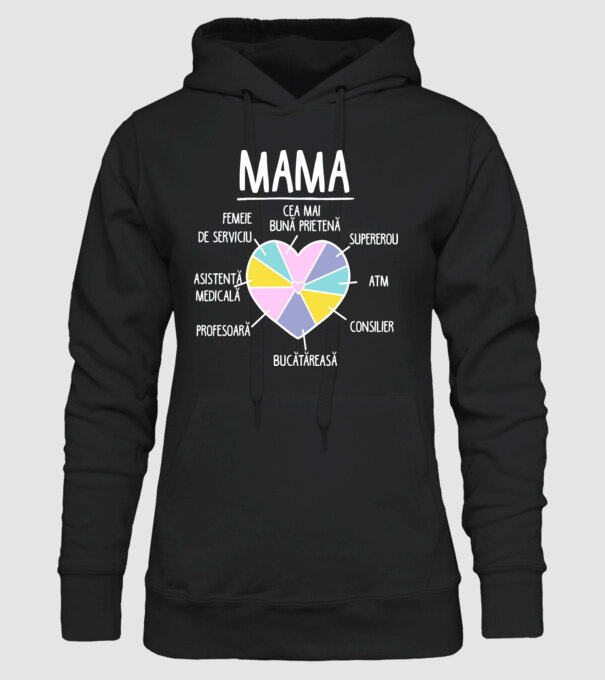 Mama cea mai bună prietenă, supererou model negru pe tricou