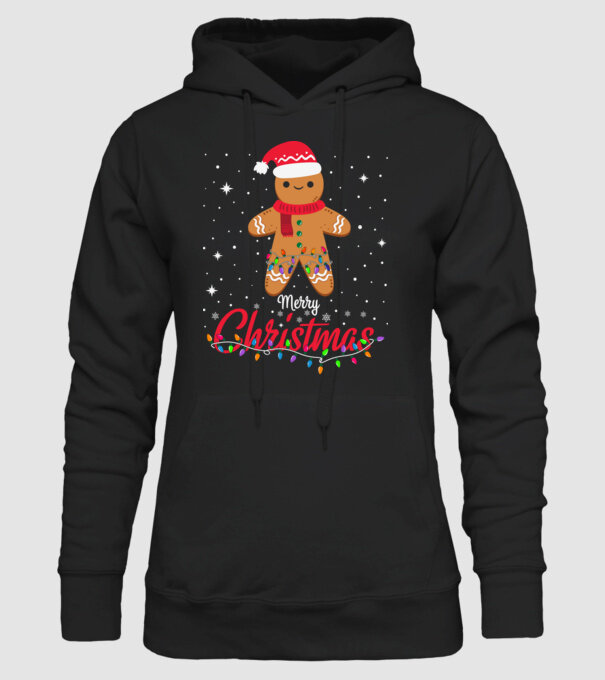 Merry christmas cookie model negru pe tricou