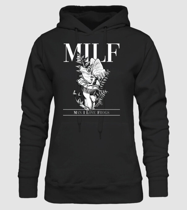 MILF man i love frogs model negru pe tricou