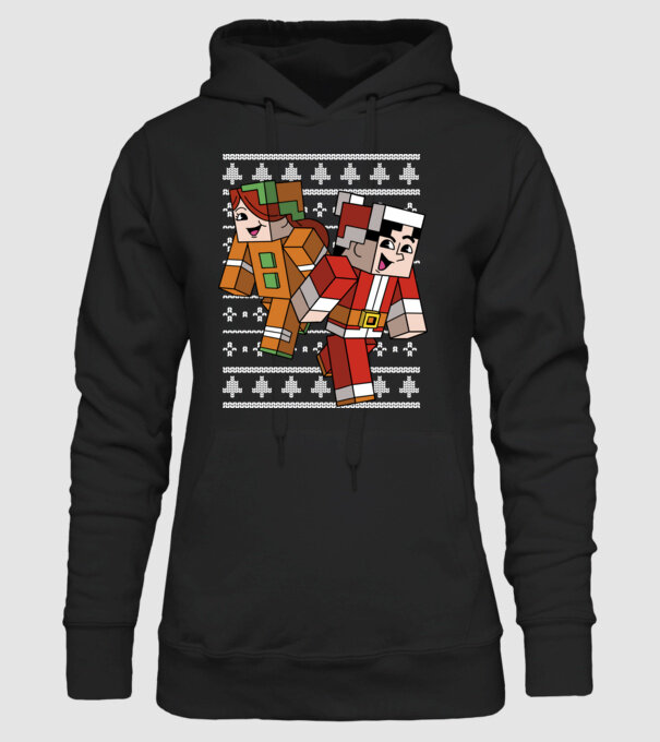 Minecraft christmas ugly sweater model negru pe tricou