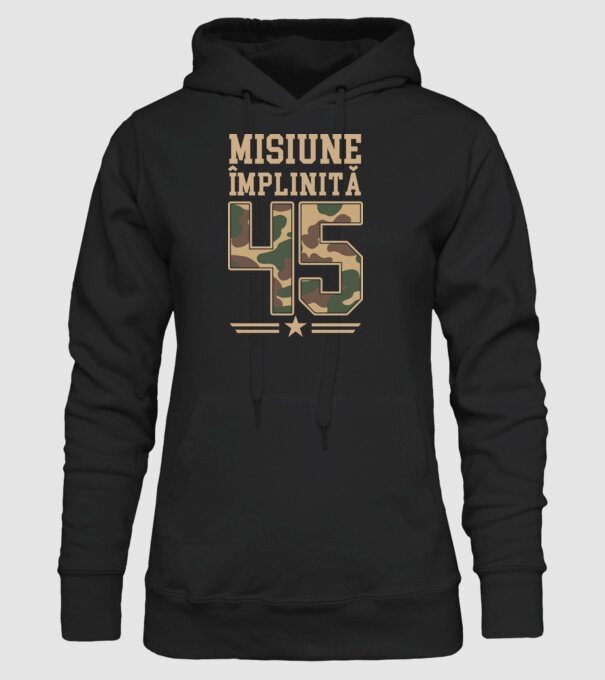 Misiune împlinită 45 model negru pe tricou