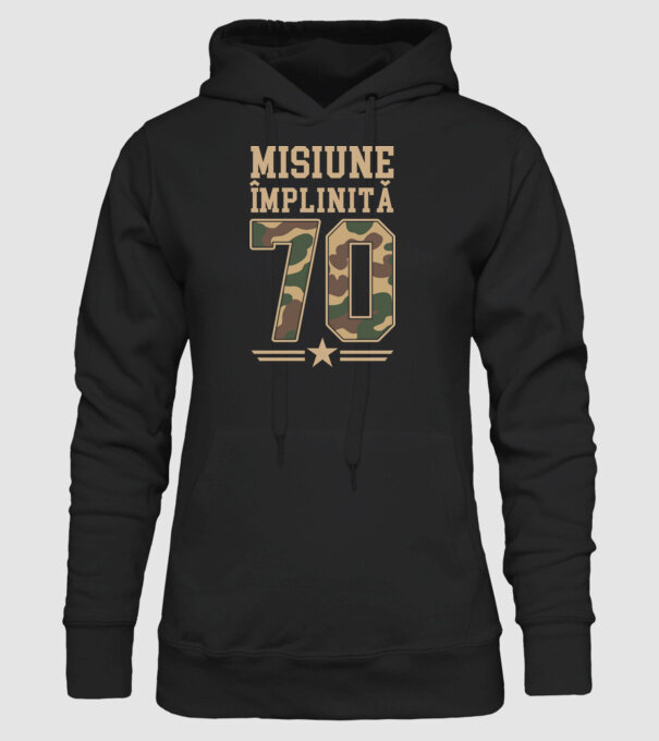 Misiune împlinită 70 model negru pe tricou