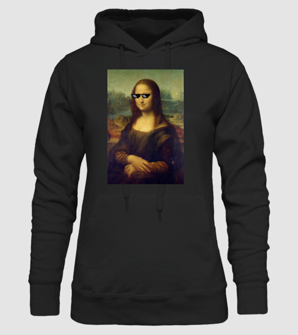 Mona Lisa Deal with it model negru pe tricou
