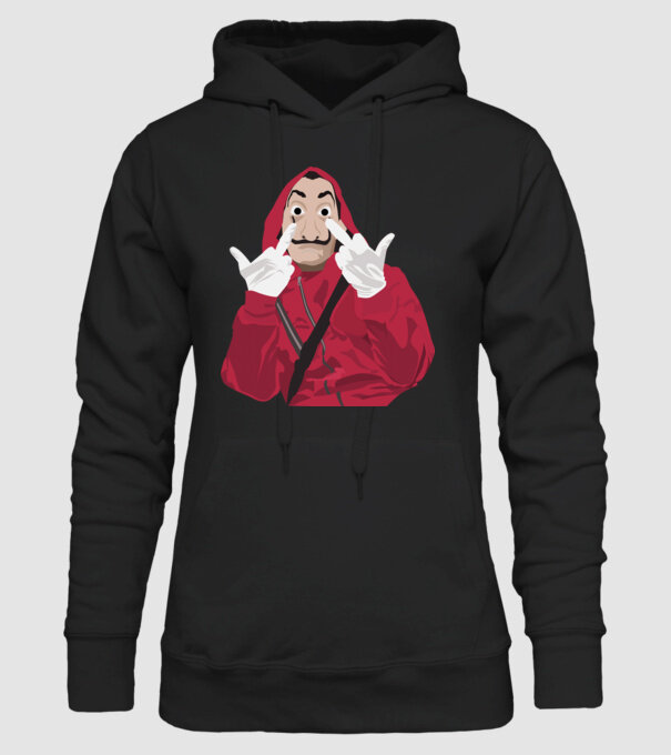 money heist fcku model negru pe tricou