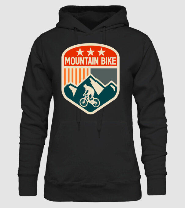 Mountain Bike model negru pe tricou