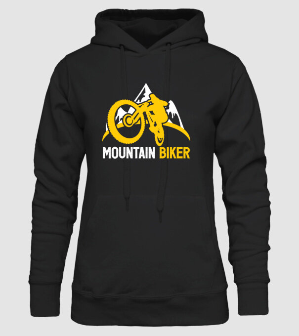 mountain biker model negru pe tricou