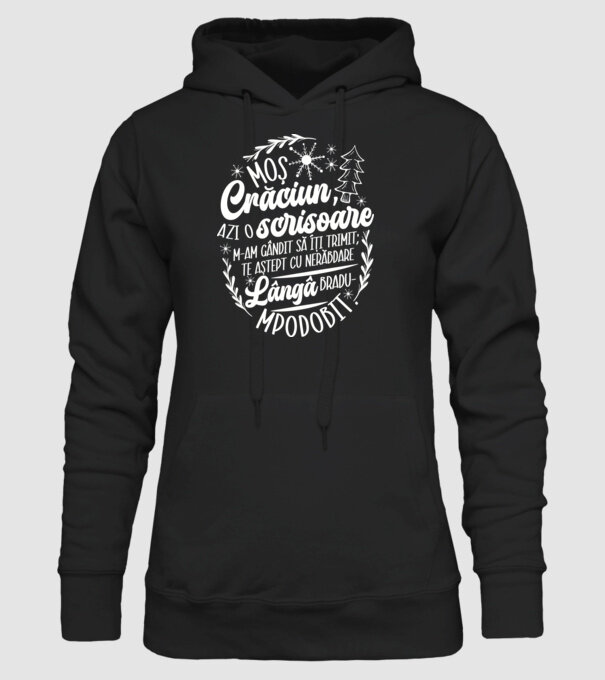 Moş Crăciun model negru pe tricou