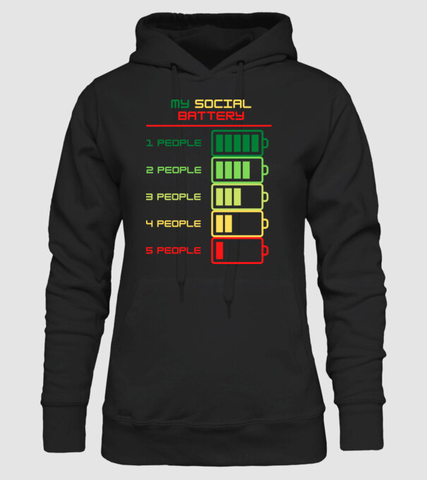 My social battery model negru pe tricou