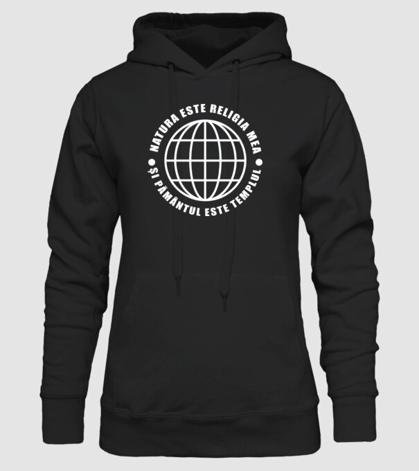 Natura este religia mea model negru pe tricou