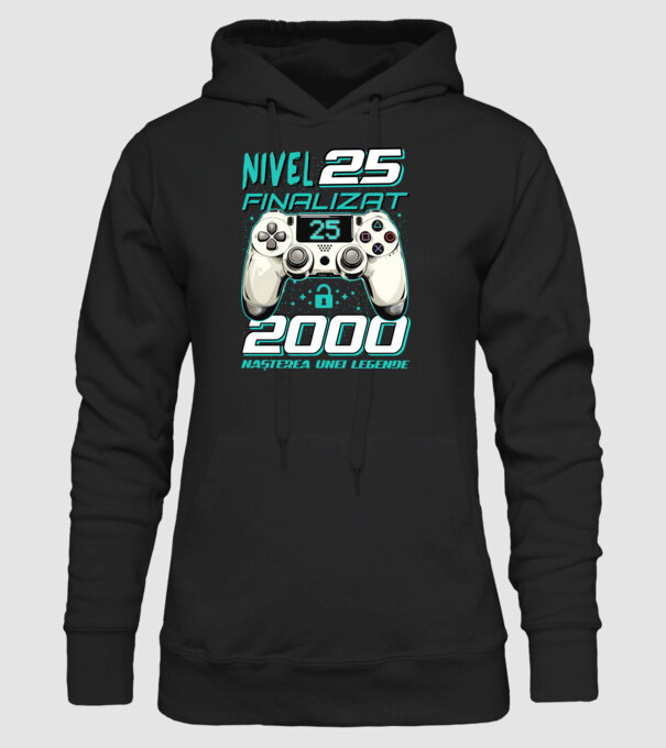 Nivel finalizat 25 2000 model negru pe tricou
