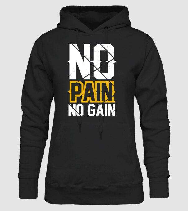 No Pain No Gain model negru pe tricou