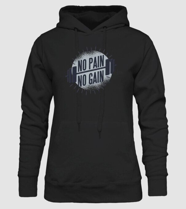 No pain no gain round model negru pe tricou