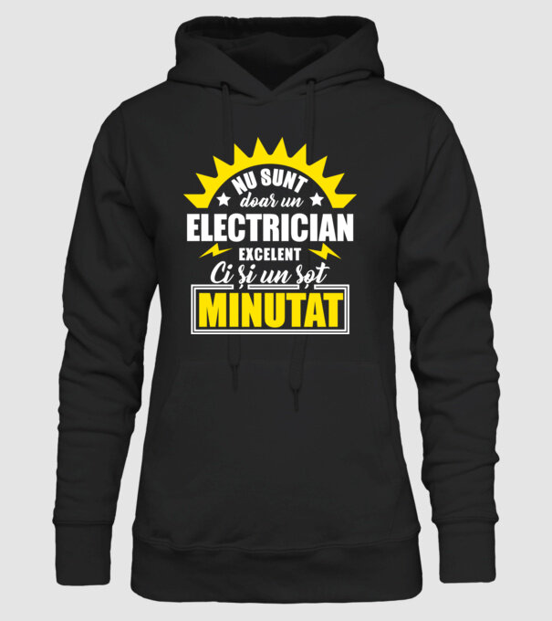 Nu sunt doar un electrician excelent, ci și un soț minunat! model negru pe tricou