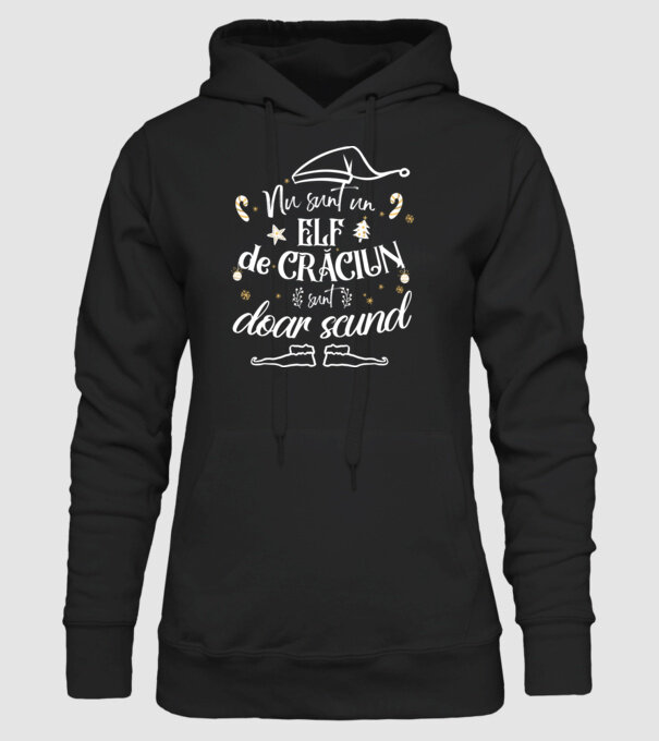 Nu sunt un elf de Crăciun, sunt doar scund Negru model negru pe tricou