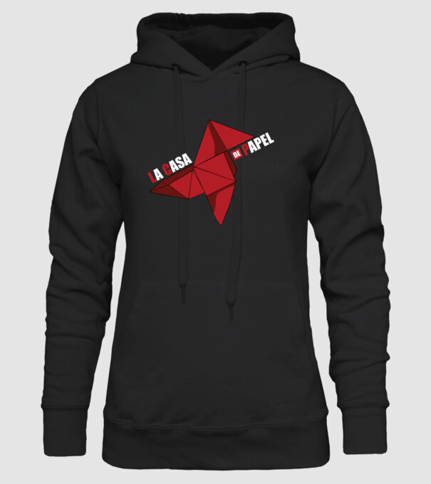 origami la casa de papel model negru pe tricou